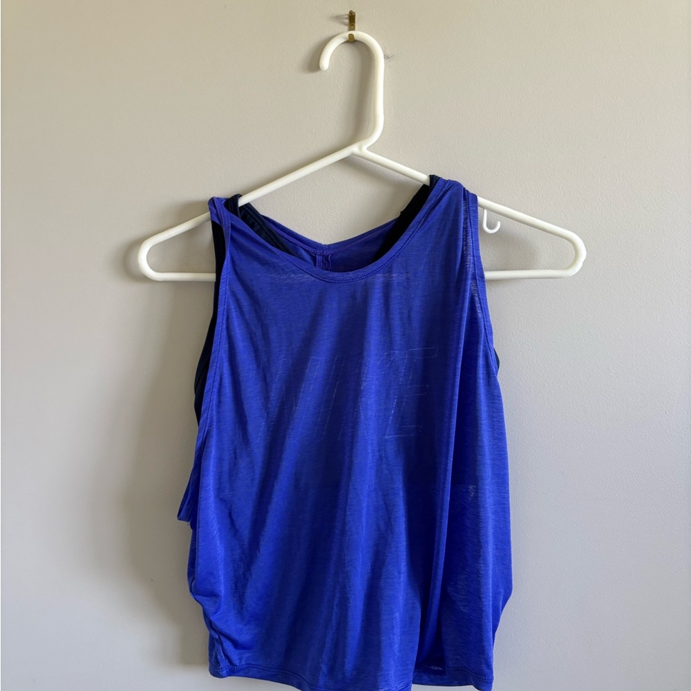 Nike Blue Sleeveless Tank Top with Black Trim